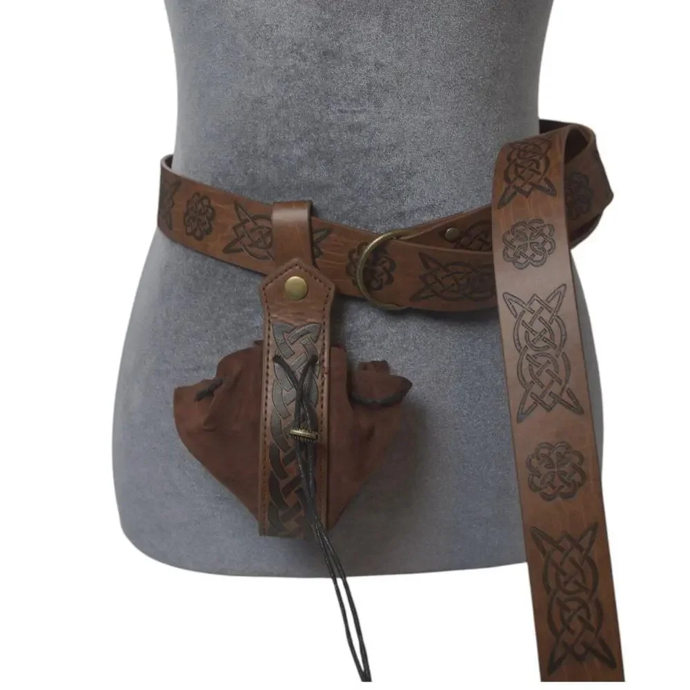 Brown Celtic Viking Style Belt Pouch Renaissance Faire Cosplay LARP Gift For Him
